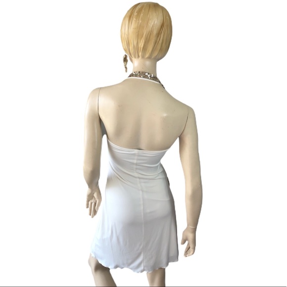 RAMPAGE GRECIAN GOLD HALTER WRAP SEQUIN DRESS - Picture 3 of 8